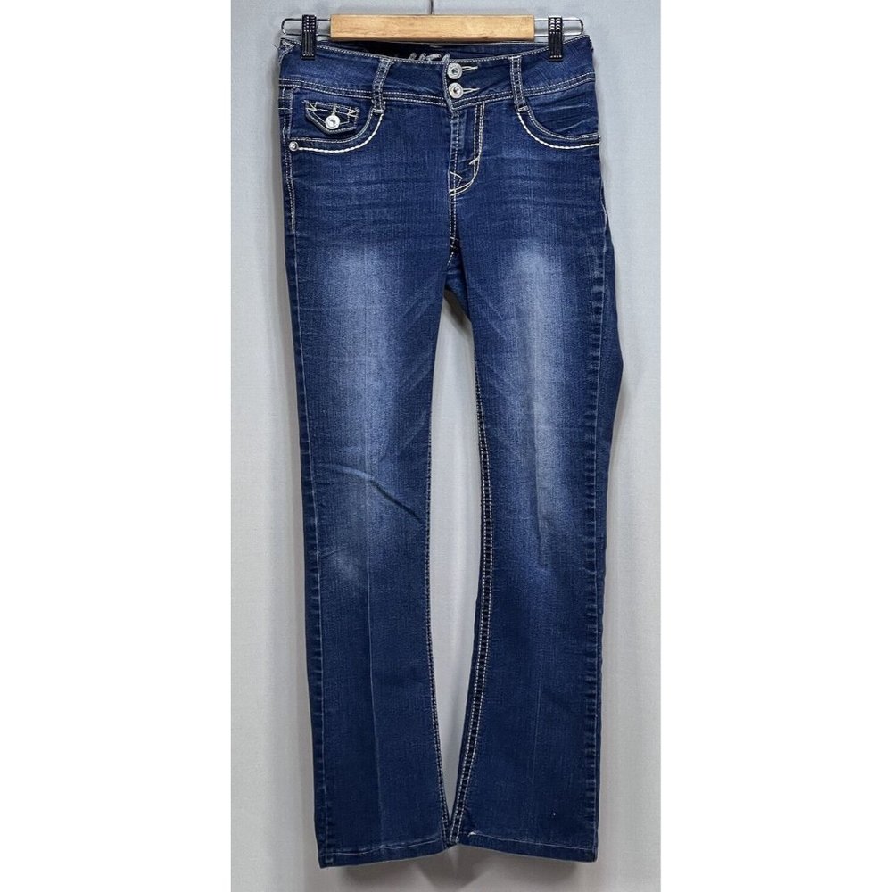 WallFlower Jeans Women's Size 1 Low-Rise Bootcut cotton Blend Denim Blue